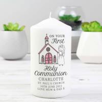 Personalised Girls First Holy Communion Pillar Candle Extra Image 3 Preview
